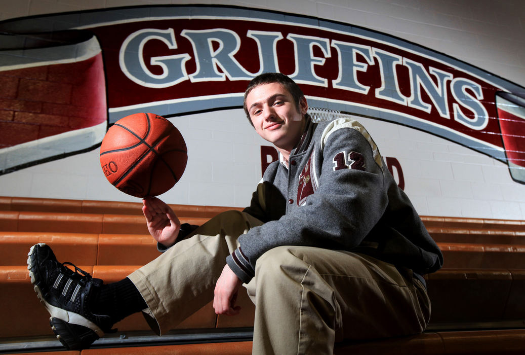 Portrait - 1st placeVillage Academy basketball player James Driesen poses for a portrait in the school's gym.  (Fred Squillante / The Columbus Dispatch)