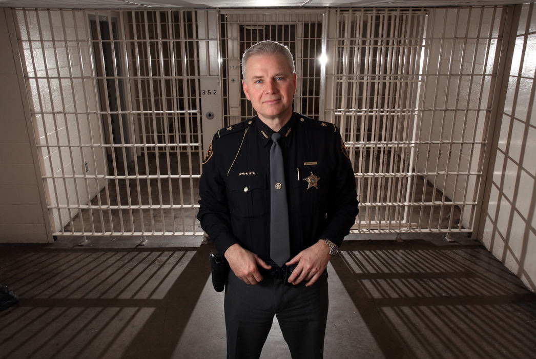 Portrait - HMZach Scott Franklin County Sheriff in the jail area at the Franklin County Courthouse. The sheriff faces continuing criticism for a budget overrun on facilities. (Eric Albrecht / The Columbus Dispatch)