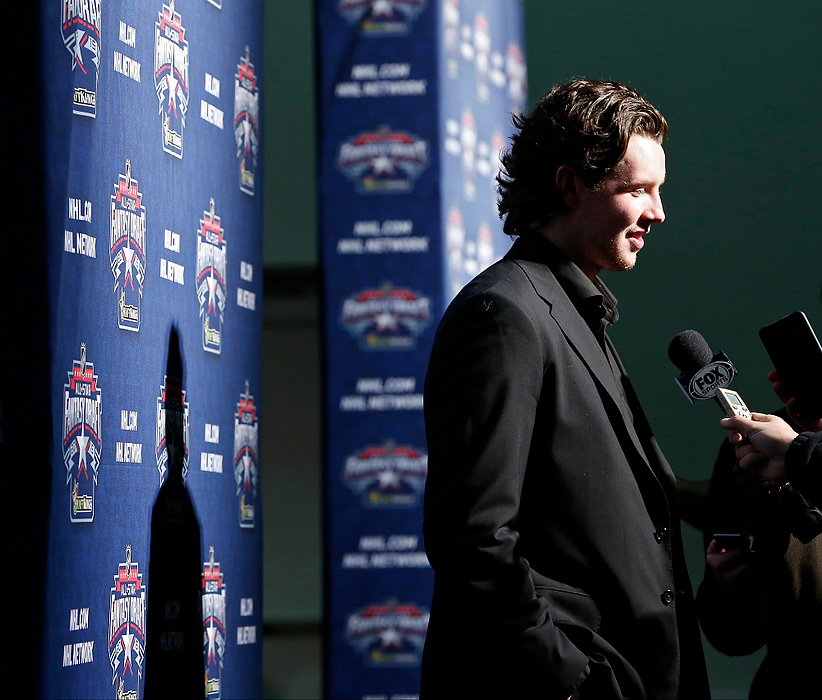 First Place, Ron Kuntz Sports Photographer of the Year - Barbara J. Perenic / The Columbus DispatchRyan Johansen of the Columbus Blue Jackets speaks to the media following the NHL All-Star Fantasy Draft at the Greater Columbus Convention Center on Friday, January 23, 2015.  