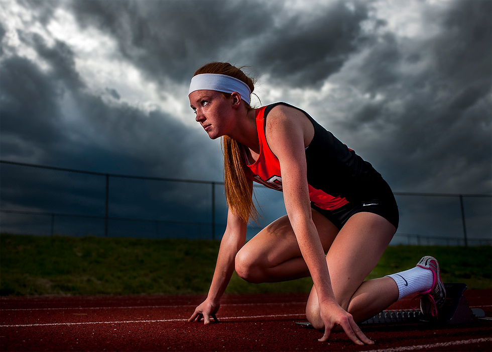 Second Place, Ron Kuntz Sports Photographer of the Year - LOGAN RIELY / Ohio UniversityLewis-Palmer High School runner Nicole Montgomery was chosen as The Gazettes Peak Performer of the Year for girls track. Nicole was photographed at the Lewis-Palmer High School track. Photo by Logan Riely, The Gazette