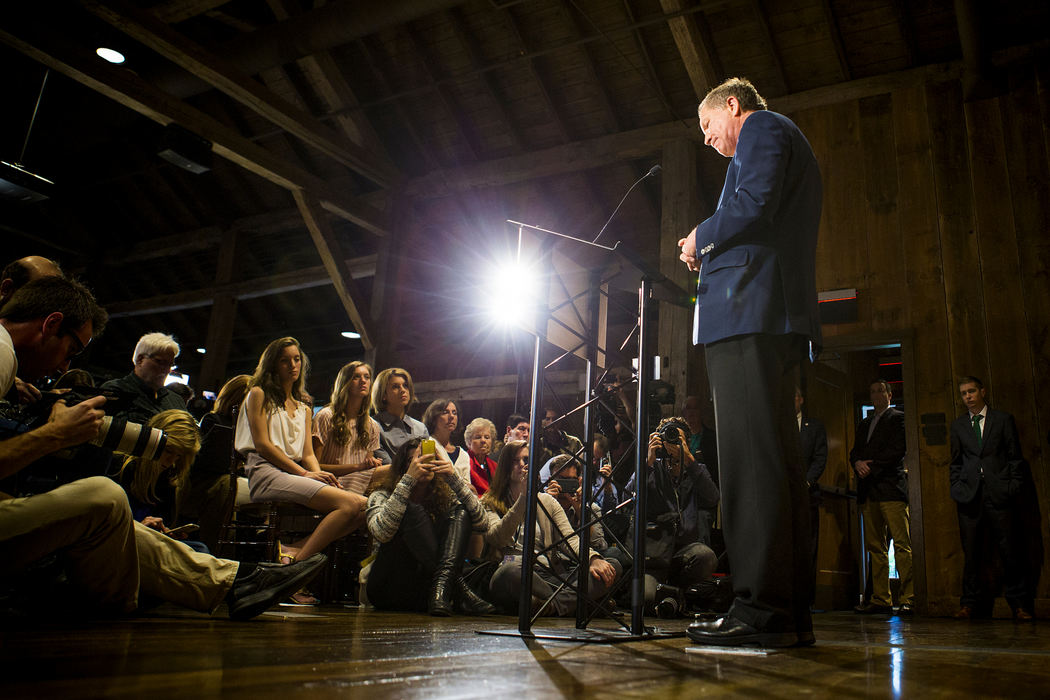 Award of Excellence, Feature Picture Story - Meg Vogel / Cincinnati EnquirerGov. Kasich announces that he is suspending his GOP presidential run at a press conference at The Franklin Park Conservatory and Botanical Gardens in Columbus Wednesday, May 4, 2016. “The spirit, the essence of America, lies in the hearts and souls of us. You see, some missed this message. It wasn’t sexy. It wasn’t a great soundbite,” Kasich said. “As I suspend my campaign today, I have renewed faith, deeper faith, that the Lord will show me the way forward and fulfill the purpose of my life."