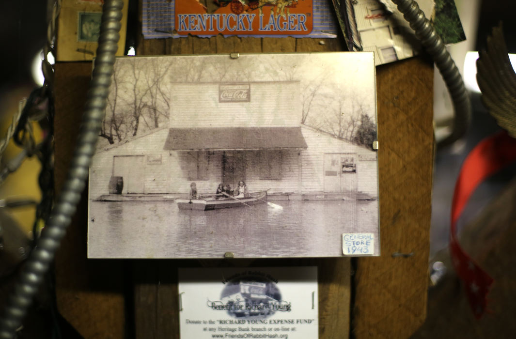 First Place, News Picture Story - Carrie Cochran / Cincinnati EnquirerOn old photo of the Rabbit Hash General Store labeled "General Store 1945" hangs in the old barn, where firefighters and community members gathered to stay warm.