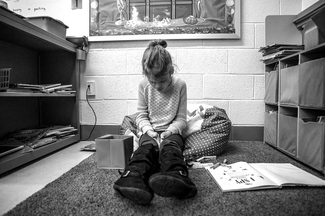 First Place, Ohio Understanding Award - Jessica Phelps / Newark AdvocateWhen Phoenix arrives at school, the first thing she does is go to the reading corner for some quiet time to flip through books and prepare herself for the day. 
