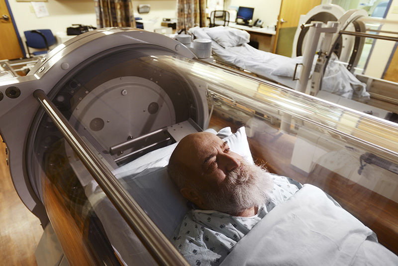 Portrait - 2nd place - Florindo Daniele of Cambridge underwent treatment in the Genesis Wound Care Center's hyperbaric oxygen chamber, which helped heal wounds from a diabetes-related amputation. (Chris Crook / Zanesville Times Recorder)