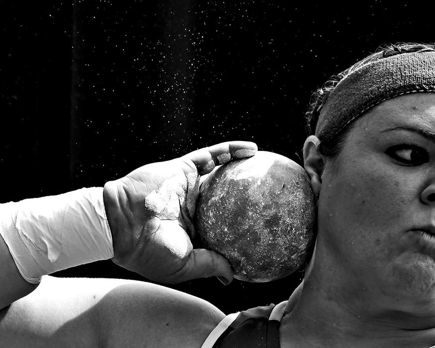 Portrait - 1st place - April - First Place PortraitErik Schelkun/Elsestar ImagesAmelia Strickler of Miami throws the shot put during the All-Ohio track and field competition at Gettler Stadium in Cincinnati. (Erik Schelkun / Elsestar Images)