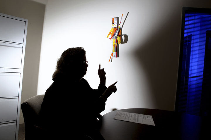 Portrait - 1st place - Stephanie Smith Bowman a deaf therapist at Choices counsels deaf clients.  (Eric Albrecht / The Columbus Dispatch)