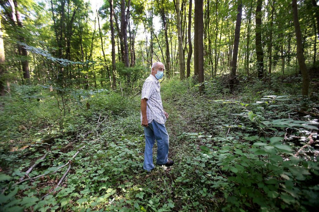 Portrait - 3rd place - Carl Dorn walks on his property in Lawrence Township. He inherited 154 acres that developers offered him $1 million for. He declined and is working with Western Reserve Conservancy District to make sure it remains a nature setting forever by placing deed restrictions on the property.  Scott Heckel / The Canton Repository