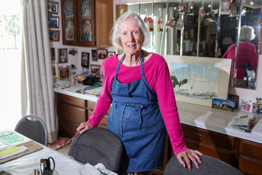 Portrait - 3rd place - Norma Thomas-Herr poses for a portrait in her home at her makeshift studio in Wauseon.  (Jonathan Aguilar / The Blade)   (Jonathan Aguilar / The Blade)