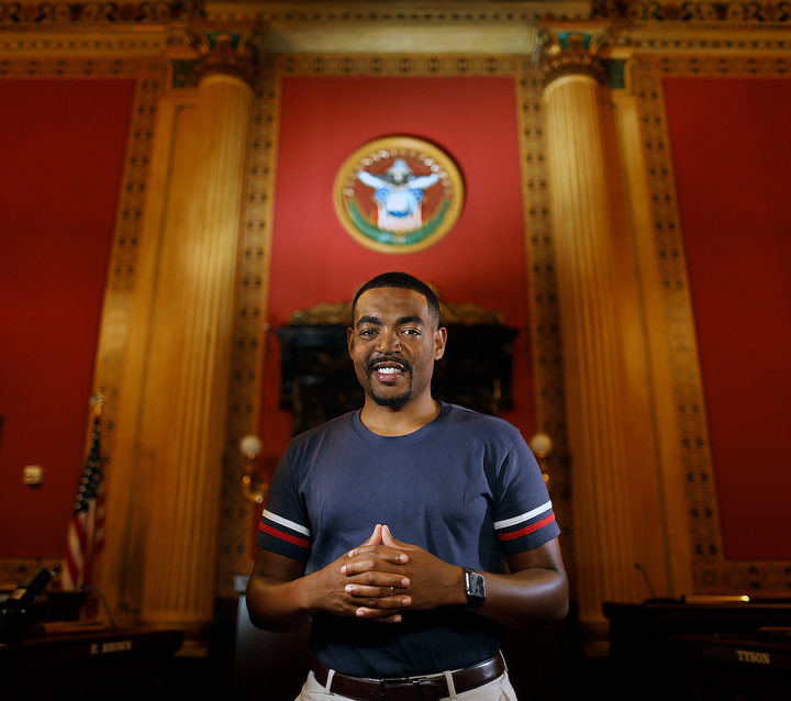 July - 3rd place portrait - Columbus City Council President Shannon Hardin poses for a photo at City Hall in Columbus. (Kyle Robertson / The Columbus Dispatch)