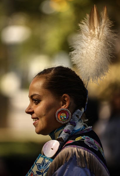 October - Portrait - 3rd place - Lydia Green-Miller of Copper Face United, a Native American intertribal song and dance group, performs during an Indigenous People's Day event at the Toledo Museum of Art Glass Pavilion. (Jeremy Wadsworth / The Blade) 