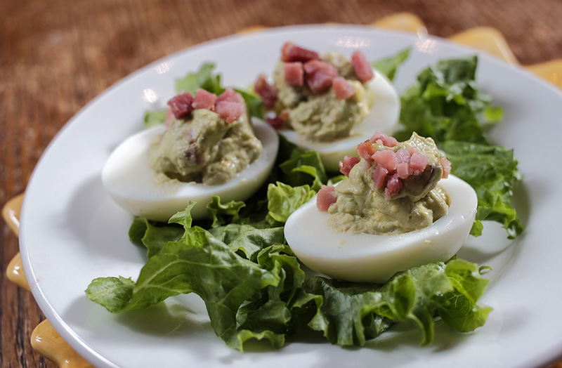    Illustration - 3rd place - Green eggs and ham deviled Eggs make a tasty fall treat. (Andy Morrison / The (Toledo) Blade)