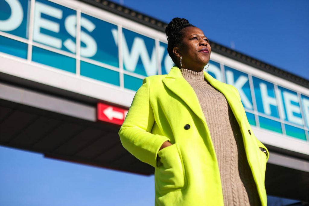 Portrait - 2nd place - Mercy Health’s Kendra Smith, who was newly appointed to the Federal Reserve Board Community Advisory Council, poses for a photo at St. Vincent Medical Center in Toledo. Rebecca Benson / The Blade