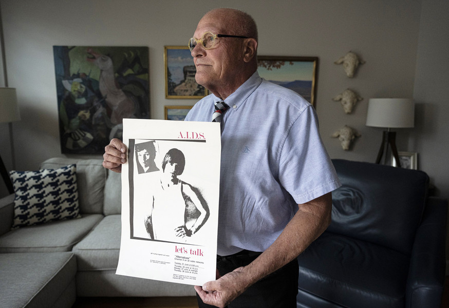 Portrait - 3rd place - Steve Shellabarger holds a poster he created in 1988 to raise awareness about AIDS in the Columbus community. Shellabarger continues to be an advocate in Central Ohio. (Brooke LaValley / The Columbus Dispatch)