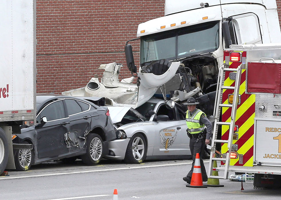 Spot News - 2nd placeA crash in the southbound lane of Interstate 77, north of Applegrove Street NE, in Jackson Township backed up traffic for miles,.  (Scott Heckel/The Canton Repository)