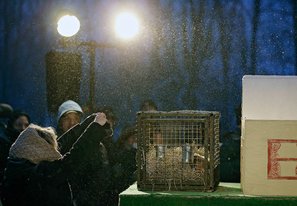 Story - 3rd placeBuckeye Chuck waits as it snows outside of WMRN radio station in Marion, on February 2, 2019.  (Kyle Robertson/The Columbus Dispatch)