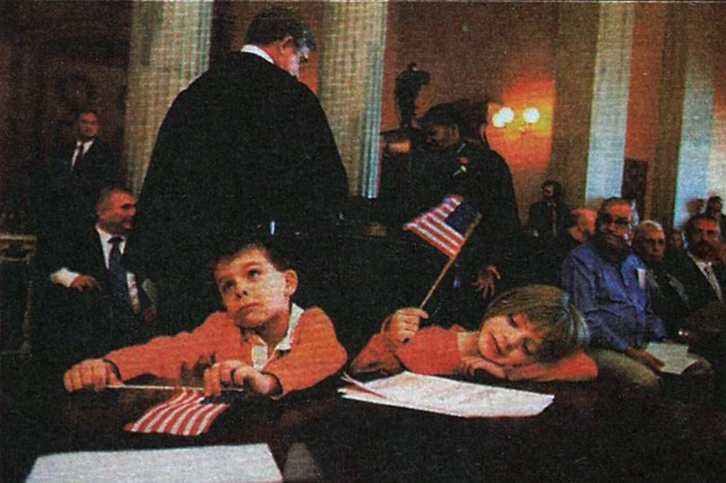 Feature - 2nd place - Cousins Josh Welsch and Anna Jones, both 6, wait for Anna's mother state Sen. Shannon Jones, to be sworn in at the Statehouse. ( / )