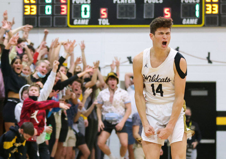 Sports Feature - 2nd place - Northview’s Kasey Hunt celebrates a three during game against Perrysburg at Northview High School in Sylvania.  (Kurt Steiss / The Blade)