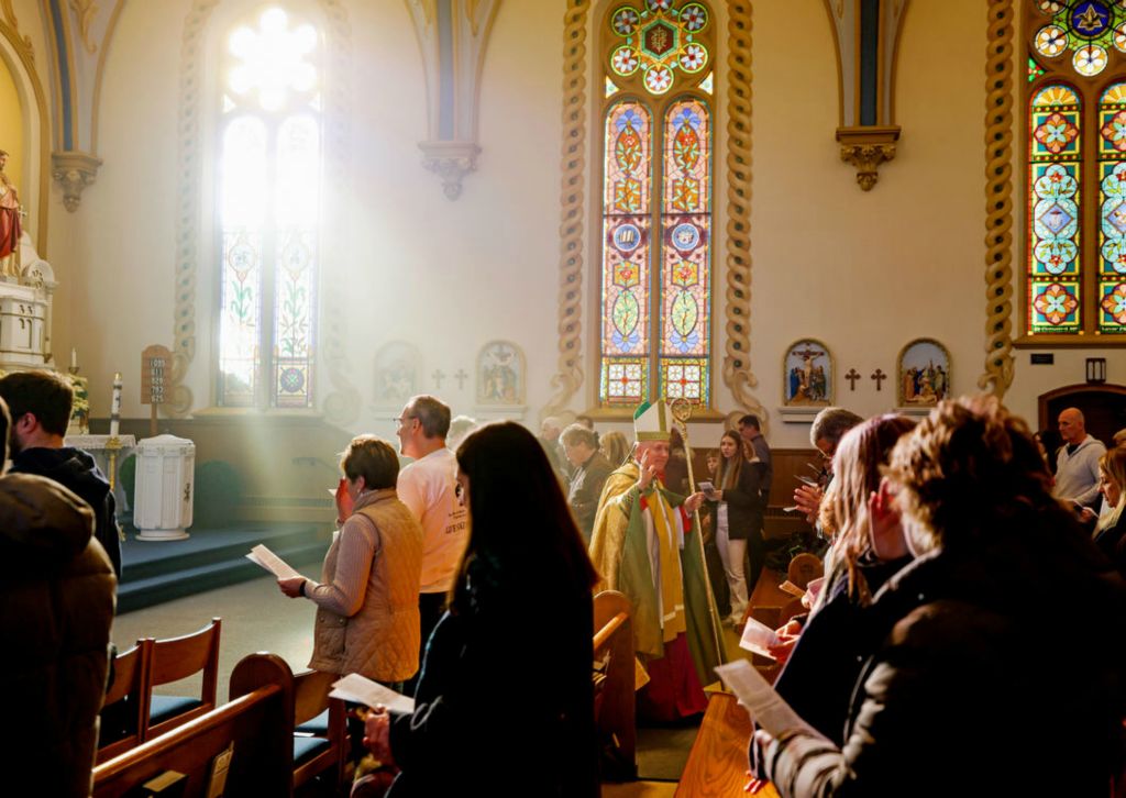 Story - 1st place - Bishop Daniel E. Thomas, of the Diocese of Toledo, processes out of the sanctuary after the opening prayer before the March for Life held by St. Joseph Catholic Church in Maumee. (Kurt Steiss / The Blade)