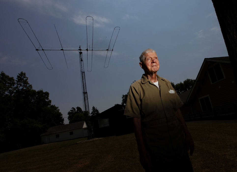 Portrait - 1st placePaul Herman, 92, stands in his front yard where he has a 60 foot short wave radio antenna in Clintonville. (Jonathan Quilter / The Columbus Dispatch)