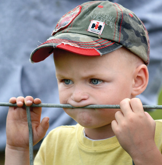 General News - HMFour-year-old Austin Ruthrauff of Salem is deep in thought as he surveys the piglets he is going to be chasing down at the 57th annual Mile Branch Grange Fair. (Patricia Schaeffer / The (Lisbon) Morning Journal)