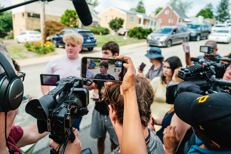 Story - 3rd place - Jacob Kohler, 21, speaks about his experience as a high school classmate of Thomas Matthew Crooks, at the intersection of Highland Rd and Milford Dr.  in the Bethel Park neighborhood of Pennsylvania where Thomas Matthew Crooks, 20, once lived. Crooks was identified as the shooter responsible for the attempted assassination of former US President Donald J. Trump at a rally in Butler, PA. Crooks was reportedly shot and killed by the United States Secret Service. (Andrew Dolph / The Times Reporter)