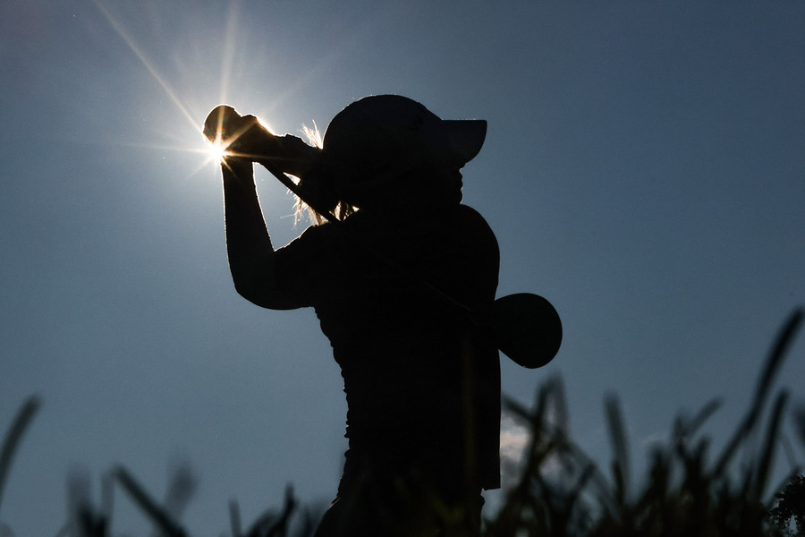 Sports - 2nd place - Matilda Castren tees off from the third hole during the first round of the Dana Open at Highland Meadows in Sylvania. (Rebecca Benson / The Blade)