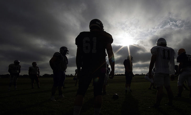 Sports Feature - HM - The North All Stars have a practice session at Plymouth High School in preperation for the NCOFCA (North Central Ohio Football Coaches Association) All-Star Classic. (Mitchell Pe Masilun / The (Mansfield) News Journal)