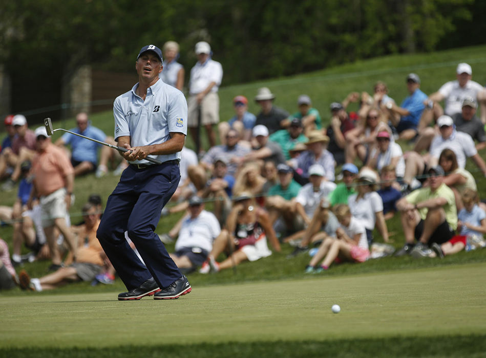 SPStory - HM - Matt Kuchar reacts after missing a birdie attempt on the ninth hole during the final round of the Memorial Tournament  at Muirfield Village Golf Club in Dublin. (Joshua A. Bickel / The Columbus Dispatch)