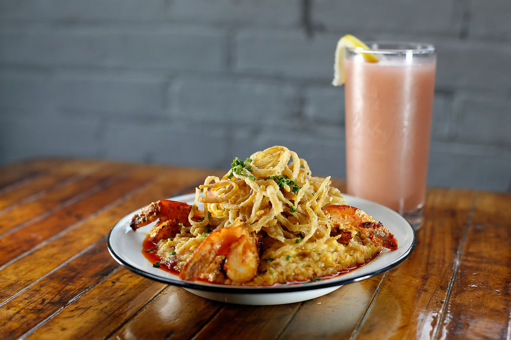 Illustration - 2nd placeThe Shrimp and Grits appetizer with an 8th Street Fros√© at Libby's Southern Comfort in Covington, Ky. (Sam Greene/The Cincinnati Enquirer)