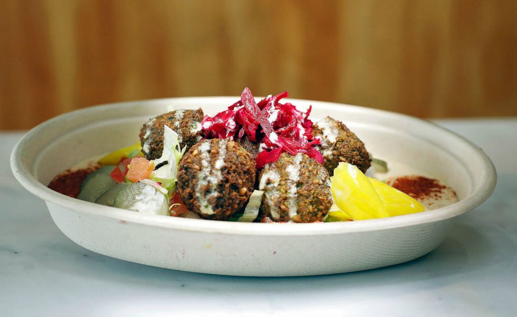 Illustration - 3rd place - Hummus bowl with Falafel at Zaytoon Mediterranean Grill in Columbus. (Kyle Robertson / The Columbus Dispatch)