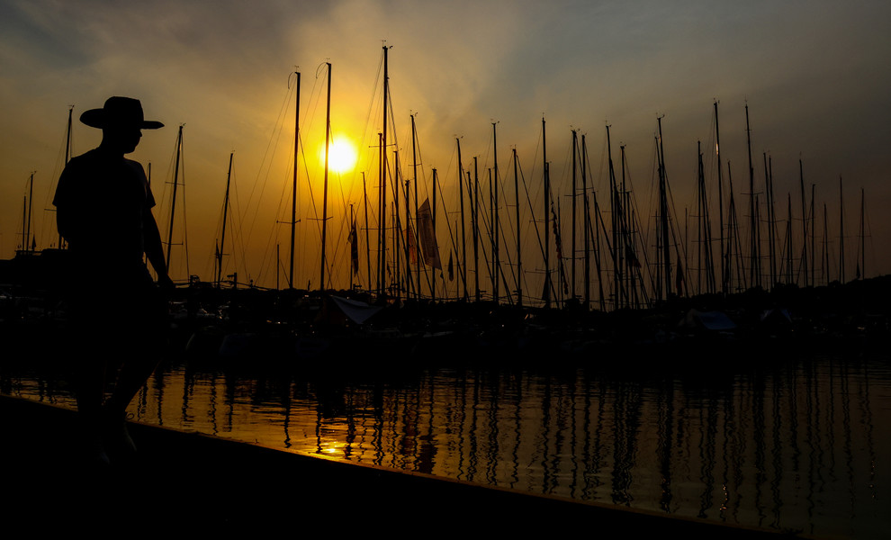 Feature - 3rd place - Dozens of sailboats that participated in the Mills Race docked at Put-In-Bay. (Jeremy Wadsworth / The Blade)