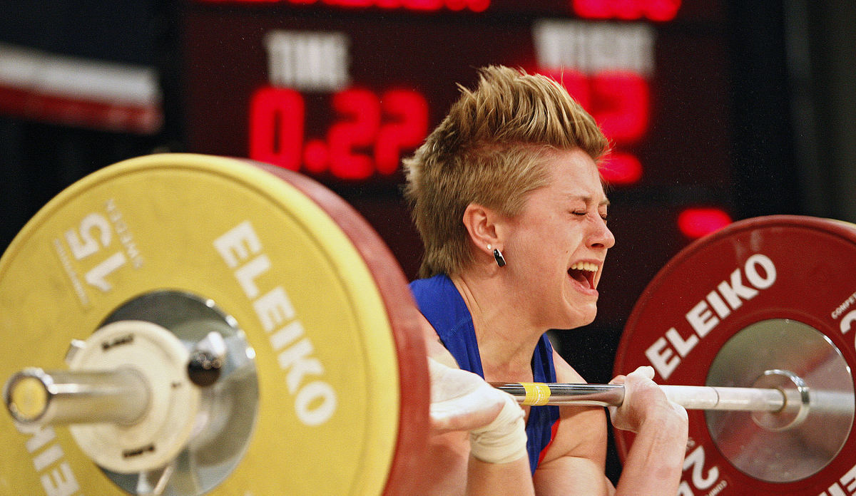 Sports - 3rd placeHilary Katzenmeier yells out in pain as she fails to make her lift during the Clean and Jerk in the 2012 Olympic Trials for Women's Weightlifting at the Greater Columbus Convention Center in Columbus. Hilary was hurt on the lift and had to drop out of the Trials.     (Kyle Robertson / The Columbus Dispatch)