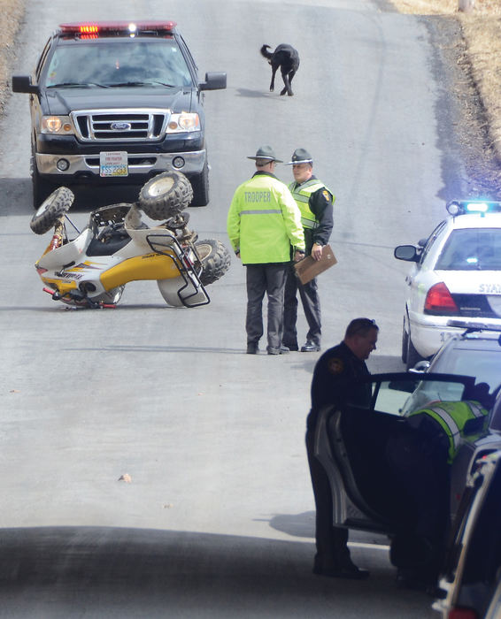 Spot News - 3rd place - A 47-year-old Fairfield Township woman was seriously injured in an ATV accident near her home. Karen E. Painter of Roberts Road, Leetonia, was flown to St. Elizabeth’s in Youngstown with serious head injuries after the accident at Roberts and Lodge Road.  (Patricia Schaeffer / The (Lisbon) Morning Journal)