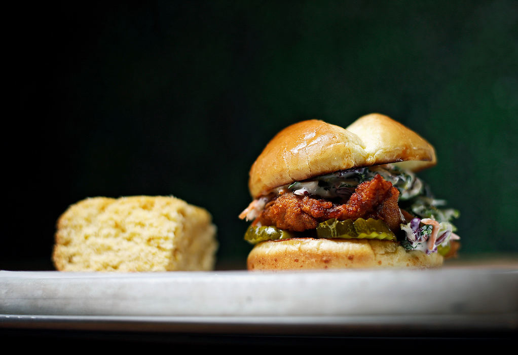 Illustration - 3rd place - Nashville Hot Chicken sandwich at The Crispy Coop in Columbus. (Kyle Robertson / The Columbus Dispatch)