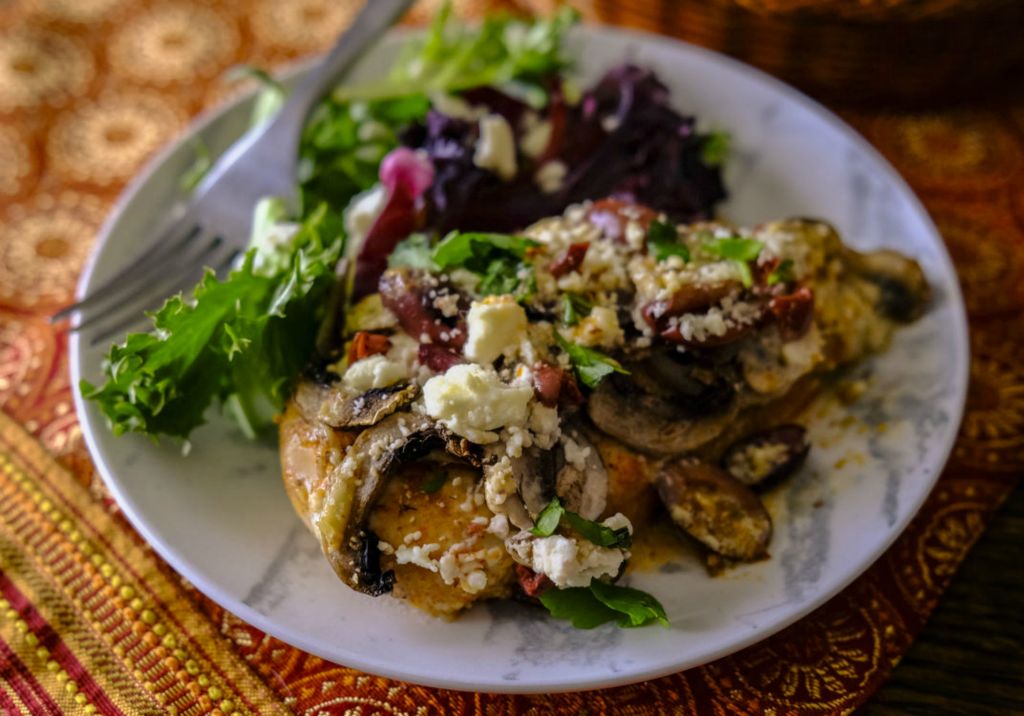 Illustration - 3rd place - Feta and Mushroom Chicken Breasts for Two. (Jeremy Wadsworth / The Blade)