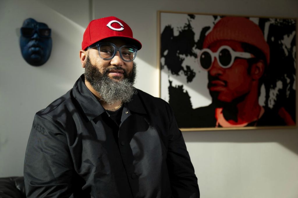 Portrait - 3rd place - Entrepreneur Rico Grant poses in the barbershop space at Gallery at Gumbo in the Over-the-Rhine neighborhood of Cincinnati. The gallery is preparing to celebrate its one-year anniversary on April 1. (Sam Greene / The Cincinnati Enquirer)