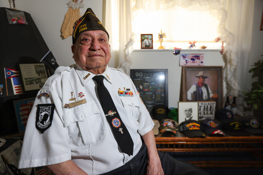 2nd -  Portrait - 2nd place - Cruz Basquez, World War II veteran, poses for a photograph at his home in his war room in Toledo.  (Jonathan Aguilar / The Blade)   (Jonathan Aguilar / The Blade)