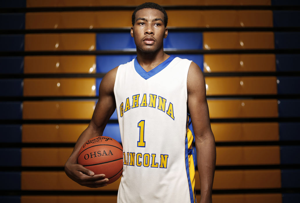 Portrait - 2nd placeGahanna-Lincoln senior Javon Bess poses for a photograph during basketball practice at Gahanna-Lincoln High School. Recently signed with Michigan State, Bess led Gahanna to a 22-6 record and a regional final as a junior last season as well as averaging 18.5 points and 7.5 rebounds.  (Eamon Queeney / The Columbus Dispatch)