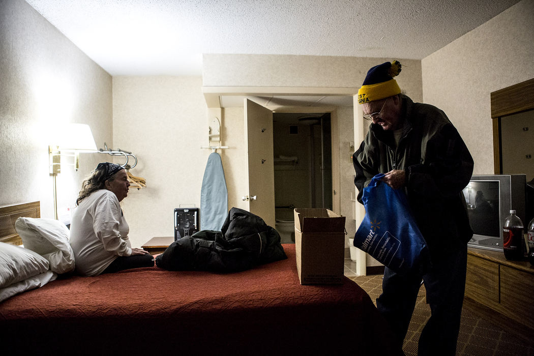 Story - 3rd placeMelvin begins to gather up the few possessions that were not put into storage while living in motels. He and Patricia had decided to move to Newark after spending a year in Columbus, but when their new housing in Newark fell through they were left homeless. (Jessica Phelps / Newark Advocate)