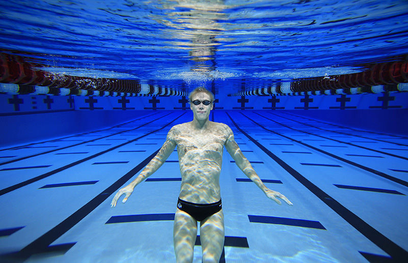 Portrait - 1st place - Ohio State sprint freestyle swimmer Josh Fleagle has his eyes set on the 2016 Olympics. Though he broke YMCA national records, the junior from St. Mary's, Ohio was home-schooled and didn't compete in the Ohio high school state meet.  (Adam Cairns / The Columbus Dispatch)