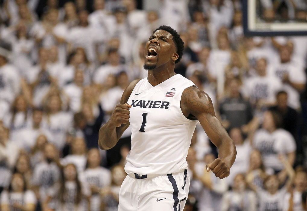 SSports Feature - 3rd place - Xavier Musketeers forward Jalen Reynolds (1) cheers as the Musketeers take procession with a wide lead in the second half against  the Miami Redhawks. (Sam Greene / Cincinnati Enquirer)