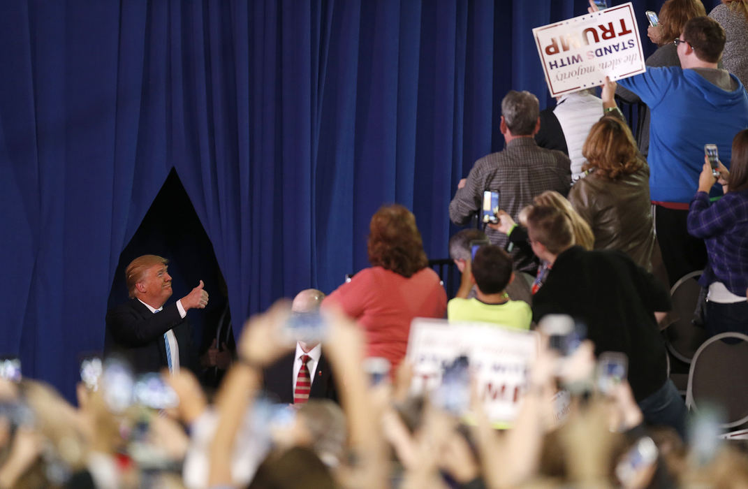 Story - 2nd place - Presidential candidate Donald Trump enters the room during his first Ohio visit at the Greater Columbus Convention Center. (Jonathan Quilter / The Columbus Dispatch)