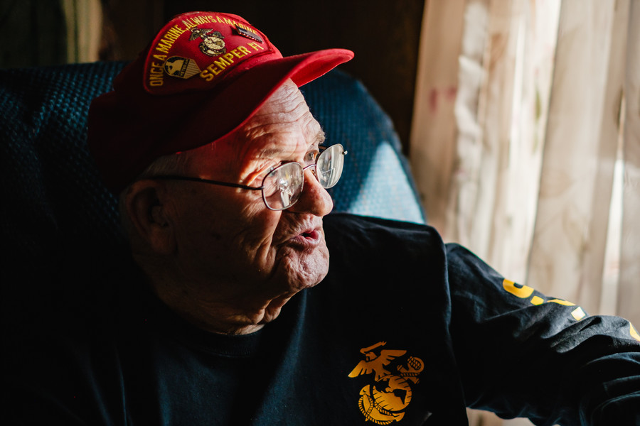 Portrait - 3rd place - Jack Dauer describes some of his experiences serving in the United States Marine Corps during WWII. (Andrew Dolph / The Times Reporter)