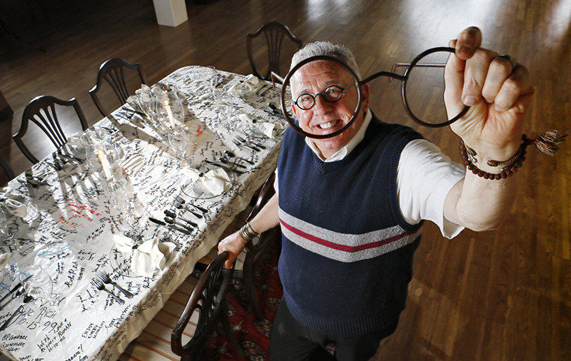 Portrait - 3rd place - Artist Jim Arter and his piece called "Man Does Not By Bread Alone" at the Columbus Cultural Arts Center . (Eric Albrecht / The Columbus Dispatch)