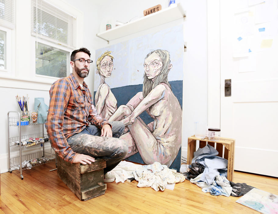 Portrait - 1st place - Clintonville artist Joey Monsoon was photographed in his home has a new exhibit at the Lindsay Gallery. (Barbara J. Perenic / The Columbus Dispatch)