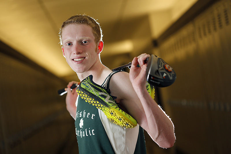 Portrait - HM - Fisher Catholic senior Aaron Wood is excelling in two fall sports: golf and cross country.  (Jonathan Quilter / The Columbus Dispatch)