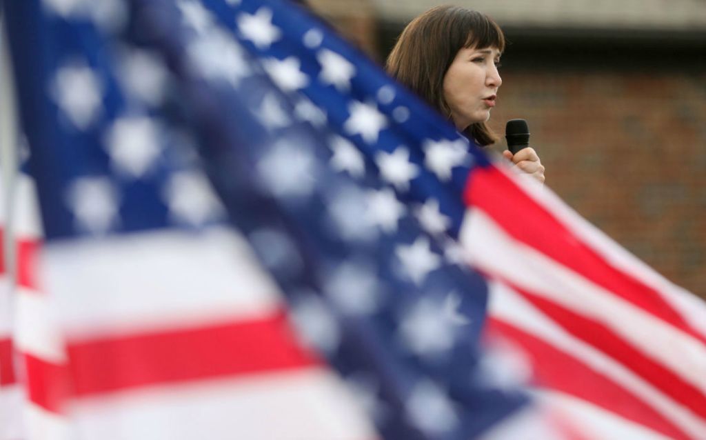 General News - 2nd place - Jo Jorgensen, the Libertarian Party candidate for president of the United States, speaks during her rally at Middlegrounds Metropark in Toledo. Kurt Steiss / The Blade