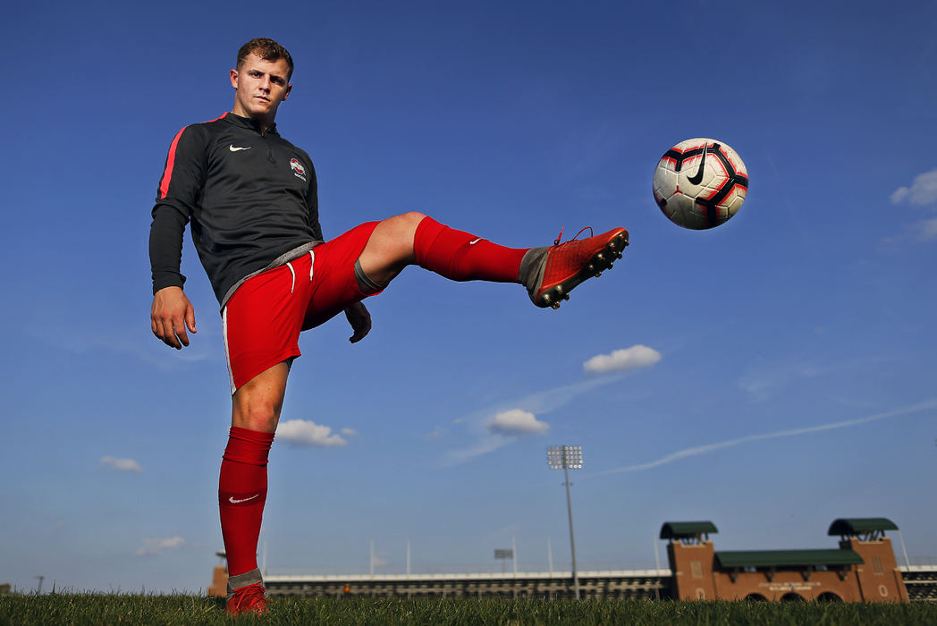 Portrait - 3rd placeGameday + Meet a Buckeye with Jack Holland of the men's soccer team. Jack poses for a photo after practice. (Kyle Robertson / The Columbus Dispatch)