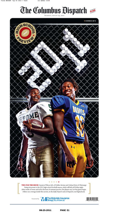 Illustration - 2nd place - Cameron Wilson of Dublin and Joshua Perry of Olentangy High School bring star power to the 2011 high school football season. (Eric Albrecht / The Columbus Dispatch)