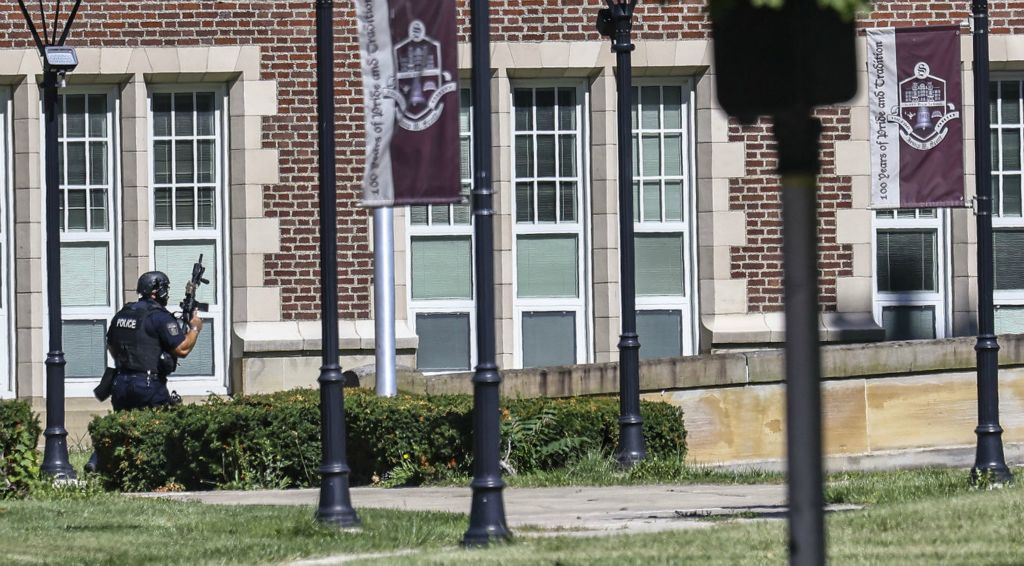 Spot News - 3rd place - Police respond to an active shooter call at Scott High School in Toledo. The call turned out to be a hoax.   (Jeremy Wadsworth / The Blade)